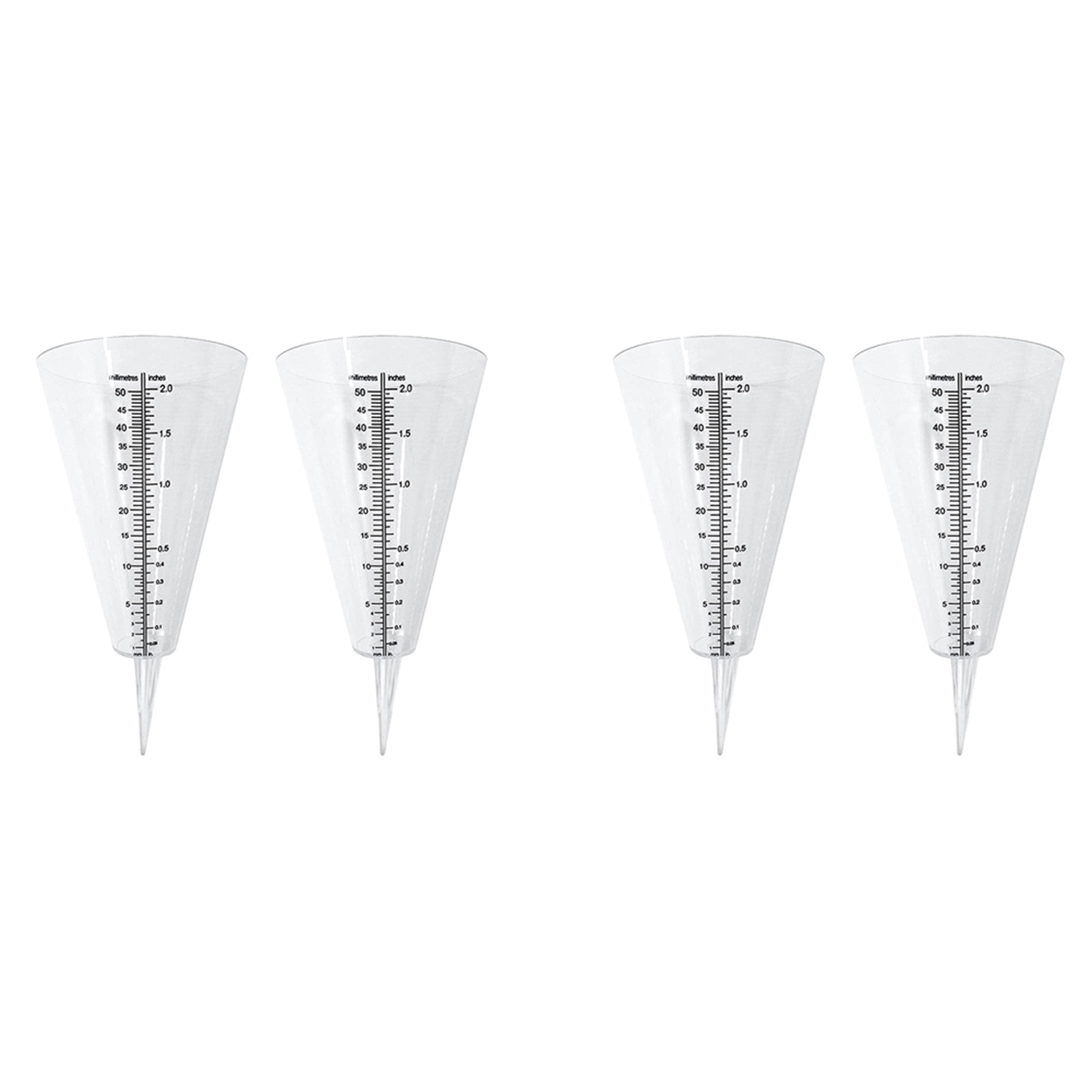 Rain Gauge, Rain Gauge Outdoor, 4 Pcs Transparent Cone Rain Gauges with