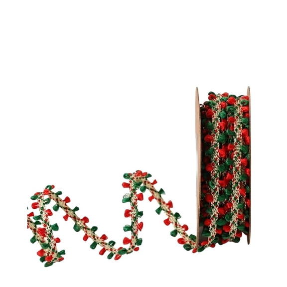 15FT Christmas Flower Ribbon Roll, Red Green Floral Wrapping Ribbon for Gift Wrapping, christmas Theme Wrapping Ribbons, Holiday Craft Supplies, BD