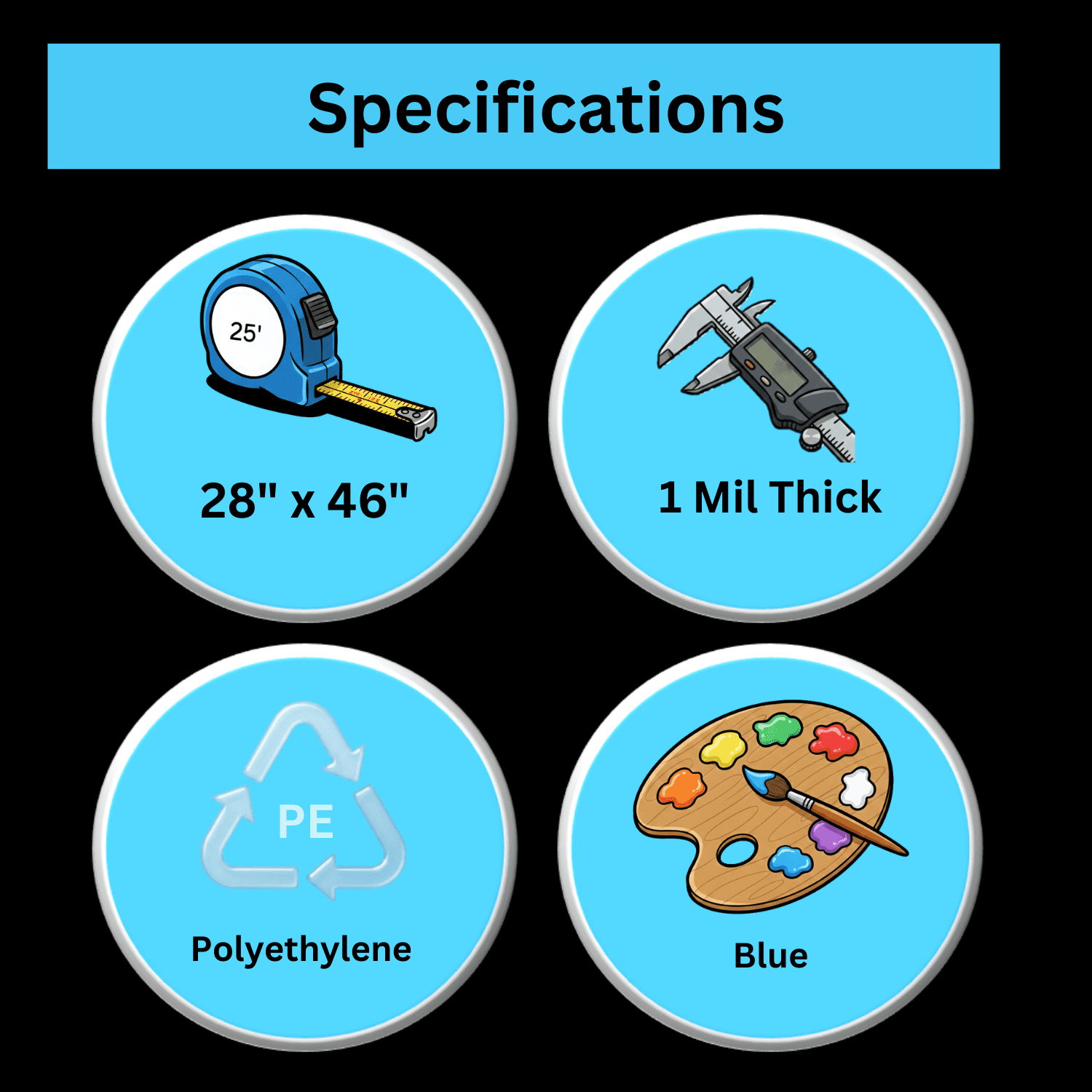 MMBM Disposable Apron Blue Polyethylene 1 Mil Aprons Size: 28 inch x 46 inch - 2000 Pieces