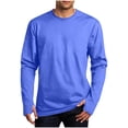thumbnail image 2 of Hvogkswy Workout Shirts for Men Solid Crew Neck Long Sleeve Base Layer T-Shirt Thin Breathable Sport Fitness Pullover Top, Size S-3XL, 2 of 7