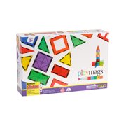 Building Tiles 100-Piece Magnetic Building Geometric Tiles Learn Shapes, Colors, & Alphabet – STEM Magnetic Toys Develop Motor Skills & Creativity, Colorful, Durable