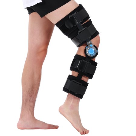 Hinged ROM Knee Brace Post Op Knee Support Adjustable Knee Immobilizer with Side Leg Stabilizers for Men and Women for Meniscus Tear, Arthritis, ACL, PCL, Osteoarthritis, Orthopedic Rehab