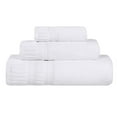 thumbnail image 2 of Superior Venice Ribbed Textured Border Zero Twist 3 Piece Towel Set, White, 2 of 10