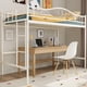 thumbnail image 1 of Beige tamaño individual metal loft cama con ladder & guardrail - heavy-duty, 400 lbs capacity, no box spring, fácil montaje, 1 of 7