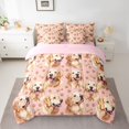 thumbnail image 3 of Manfei Cartoon Golden Retriever King Bedding, Paw Bone King Bed in a Bag, Pink Cream, Pink Reversible, 7pcs, 3 of 6