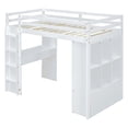 thumbnail image 6 of Kumix Loft Bed Twin Size with Desk, Wood Loft Bed with Shelves, Drawers and LED Light for Teens Adults, Heavy Duty Loft Bed Frame with Safety Guardrail and Ladder, Noise-Free, White, 6 of 7
