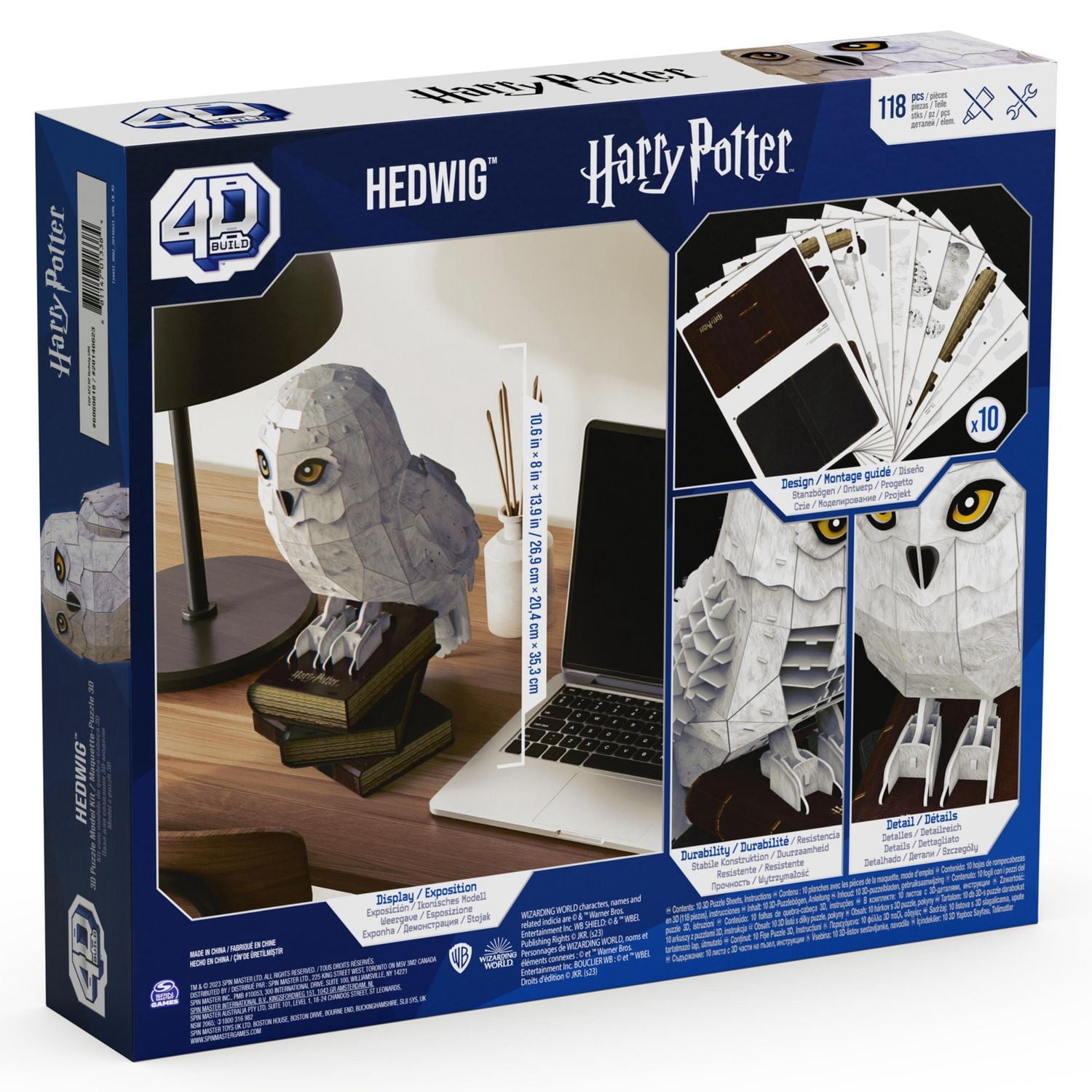 4D Build, Puzzle 3D Harry Potter Hedwige 118 pièces | Cadeaux Harry Potter décoration de bureau | Jouets de construction | Puzzles 3D pour adultes et adolescents à partir de 12 ans