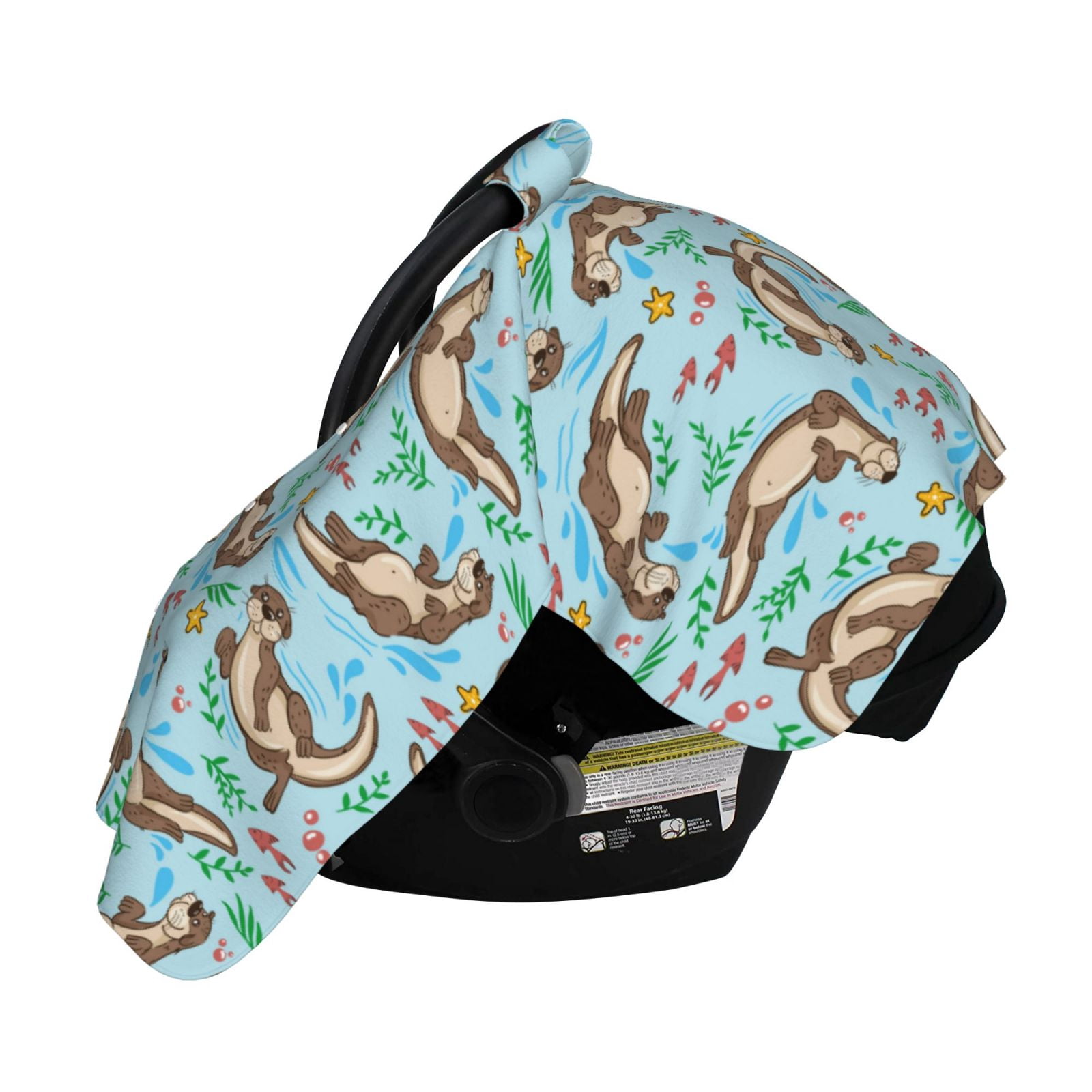 Naloa Cute Otters Baby Car Seat Cover, Breathable Baby Carrier Cover, Multiuse Baby Carrier Cover & Nursing Breastfeeding Cover