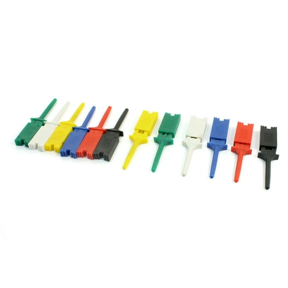 PCB IC Colored Dual Hook Flat Test Clip Grabber Probe 6 Pair for Multimeter