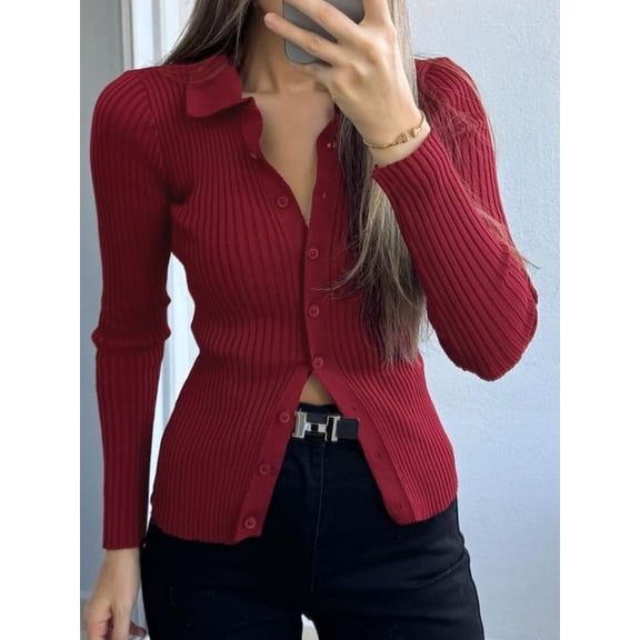 Women's Long Sleeve Lightweight Crewneck Casual Cardigan Sweater