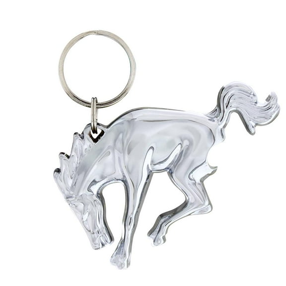 Chrome Bucking Horse Emblem / Logo Keychain w/ Bottle Opener