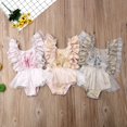 thumbnail image 5 of Newborn Baby Girl Ruffle Sleeve Flower Romper Bodysuit Jumpsuit Outfits Sunsuit, 5 of 5