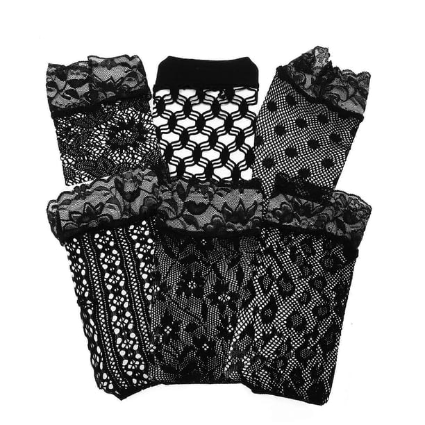 Lace Fishnet Socks Dress Ankle Socks Black Nylon Polyamide Breathable Silky For Women 6Pairs
