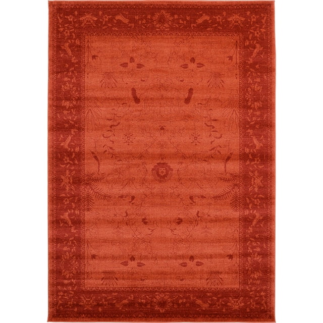 Unique Loom La Jolla Collection Tone Traditional Area Rug, 7 x 10 Feet, Orange/Burgundy