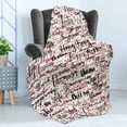 thumbnail image 4 of Modern Soft Flannel Fleece Throw Blanket, Ink Handwritten Popular Country Capitals with Fashion Words Artwork, Cozy Plush for Indoor and Outdoor Use, 70" x 90", Red Black and White, by Ambesonne, 4 of 5