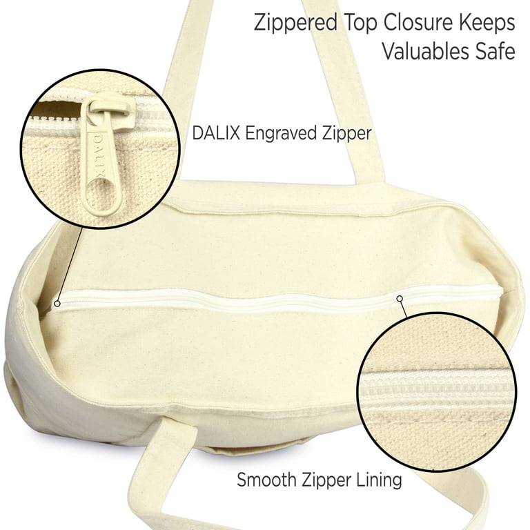 DALIX, Extra Large Cotton Canvas Shopping Tote, 22