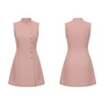 thumbnail image 4 of QUNYINEY Casual Women's Plus Size Summer Dresses Work Pink Sleeveless Mini A Line Dress Button Down Loose Fit Office Mock Neck Dresses, 4 of 7
