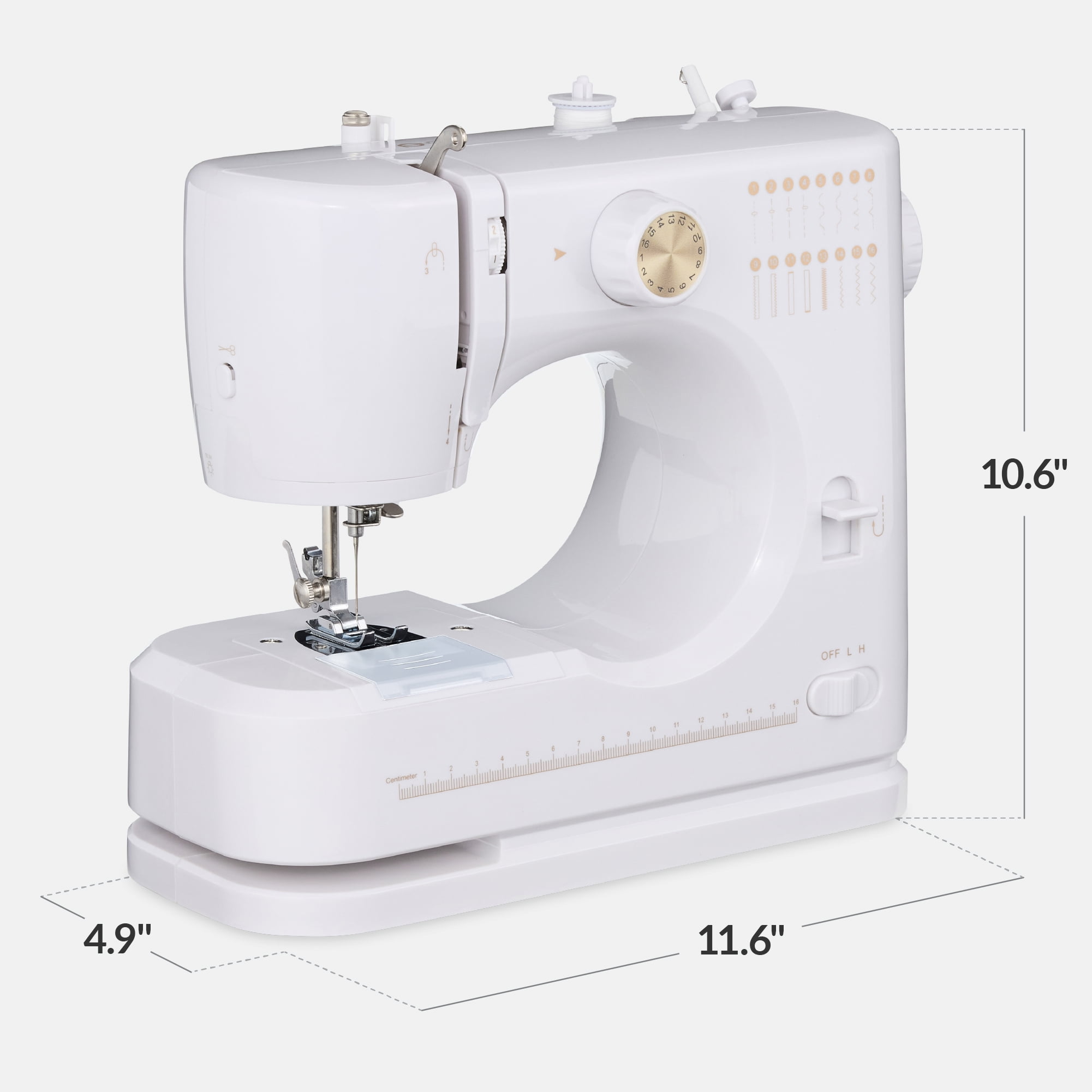 Best Choice Products 55-Piece Sewing Machine Kit for Beginners, w/ 16 Stitch Patterns, Double Stitching - White/Gold