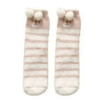 thumbnail image 2 of QLEICOM Socks for Women,Womens Socks,Women's Non-Shedding Fleece Socks with Christmas Print and Antiskid Grips Plush House Socks Provide Maximum Warmth for Indoor Winter Comfortable Khaki, 2 of 3