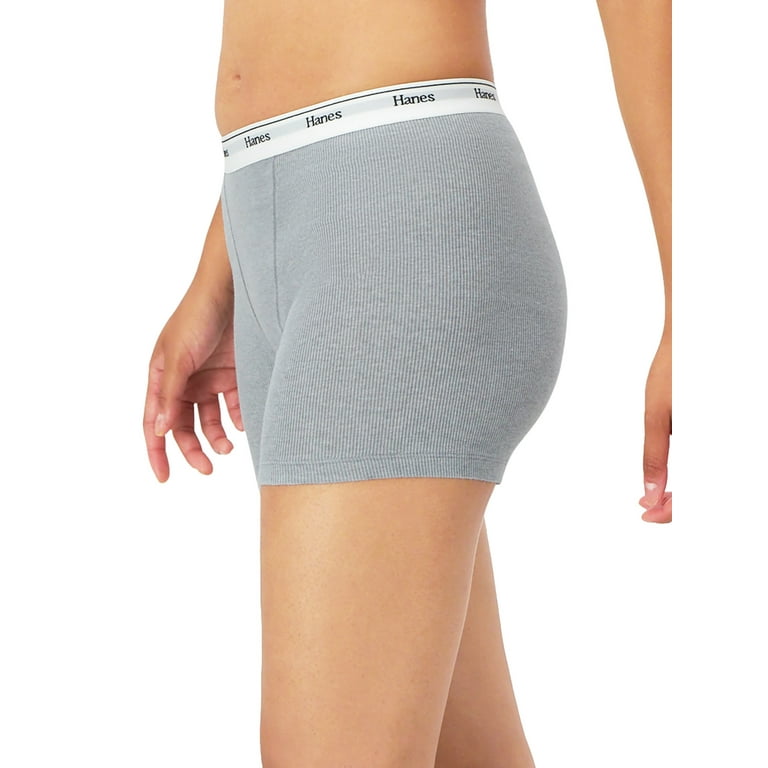 Hanes Originals Women’s Mid-Thigh Boxer Brief Pack, Stretch Cotton  Underwear, 4