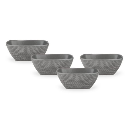 

Stone Lain Olivia Stoneware Bowl Replacement Set Gray with Embossed Basket Weave