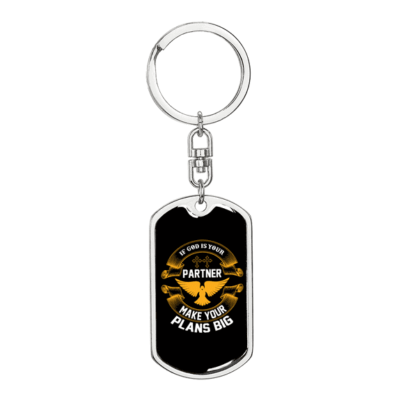 Make Your Plans Stainless Steel or 18k Gold Premium Swivel Dog Tag Keychain