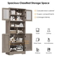 thumbnail image 2 of Homfa 58'' Tall Bathroom Cabinet with Doors and Shelves, Kitchen Hutch Linen Cabinet, Wash Gray, 2 of 7