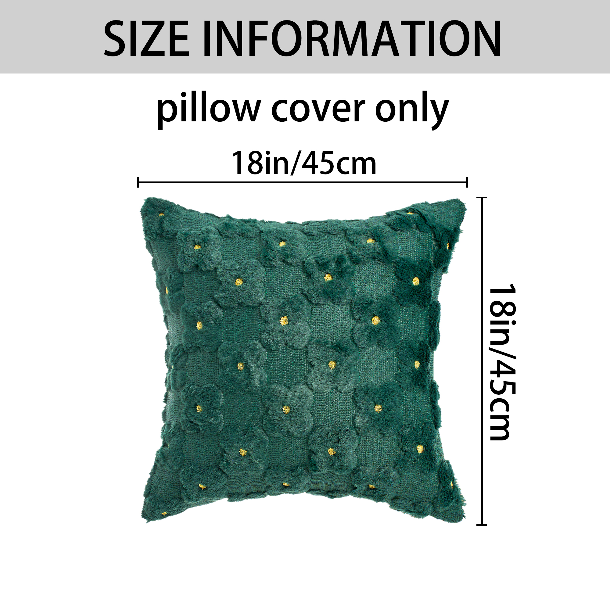 Unique Bargains Cute Daisy Embroidery Pillow Covers Pack of 2 Green 18" x 18"