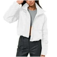 thumbnail image 2 of qolati Women's Winter Cropped Puffer Jacket Y2k Trendy Long Sleeve Zipper Quilted Lightweight Jackets Warm Short Down Coat Outwear, 2 of 6