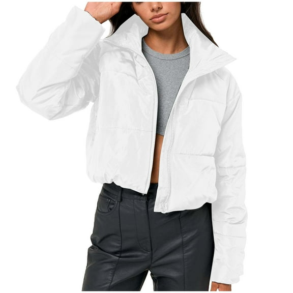 Viikei Winter Coats for Women Fashion Women Zipper Coat Long Jacket Winter Long Sleeve Short Down Cotton