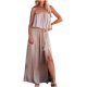 thumbnail image 2 of ICHUANYI Clearance Women Casual Tube Top Backless Solid Split Fork Dress Bandage Skirt Suit(Khaki, L) Ichuanyi Ichuanyi, 2 of 9