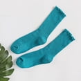 thumbnail image 6 of Ribbed Knitted Lettuces Frilly Cotton Socks for Women and Girls Solid Color Ruffle Short Anklet Socks, 6 of 9