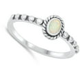 thumbnail image 4 of CHOOSE YOUR COLOR Oval White Simulated Opal Promise Bali Ring .925 Sterling Silver Band CZ Female Size 6, 4 of 4