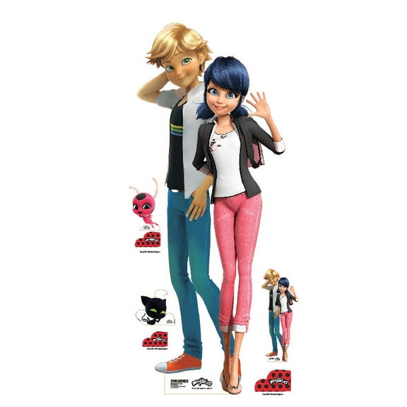 Star Cutouts Miraculous Marinette and Adrien Cardboard Stand-Up, Multi-Color, 25 x 68 in