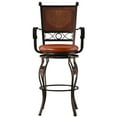 thumbnail image 6 of Powell Beatrix Big & Tall 30" High Back Indoor Copper Stamped Round Metal Bar Stool wth Swivel, Bronze/Warm Rust Faux Leather, 6 of 13