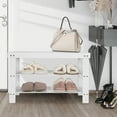 thumbnail image 2 of Costway Bamboo Shoe Rack Bench 3-Tier Storage Shelf Holder Home Entryway Hallway White, 2 of 10