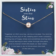 Anavia Sisters Necklace Pearl Jewelry, Sisters are like Stars Birthday Gift Necklace, Big Sister Gift-[Pink Pearl + Gold Chain]