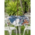 thumbnail image 2 of Outdoor Tablecloth with Umbrella Hole and Zipper, Blue Christmas Round Table Cloth 60 Inch Waterproof Tablecloth, Snowman Elk Eucalyptus Xmas Tree Poinsettia Picnic Table Cover for Patio Camping, 2 of 7