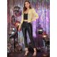 thumbnail image 2 of Chaqueta corta Allegra K con lentejuelas brillantes Oro M, 2 of 6