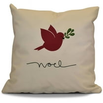 Simply Daisy 16" x 16" Noel Bird Animal Print Pillow, Ivory