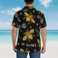 thumbnail image 4 of Disketp Hawaiian Shirts For Men,Hohey Bee Golden Embroidery Print Mens Casual Short Sleeve Button Down Shirts Beach Shirt, 4 of 7