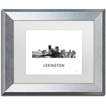 Trademark Fine Art 'Lexington Kentucky Skyline WB-BW' Canvas Art by Marlene Watson, White Matte, Silver Frame