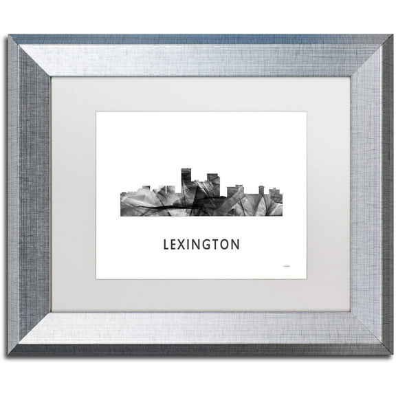 Trademark Fine Art 'Lexington Kentucky Skyline WB-BW' Canvas Art by Marlene Watson, White Matte, Silver Frame