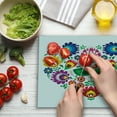 thumbnail image 3 of Polish Folk Art Cutting Board, Folkloric Slav Motif Graphic Shape as Heart with Colorful Spring Flowers, Decorative Tempered Glass Cutting and Serving Board, in 3 Sizes, by Ambesonne, 3 of 5