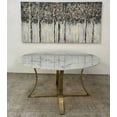 thumbnail image 1 of Florian Dining Table in Gold, Round Dining Table, Faux White Marble Dining Table, Gold Stainless Steel Dining Table, Dining Room Table, Kitchen Dining Table with Gold Base, 1 of 3
