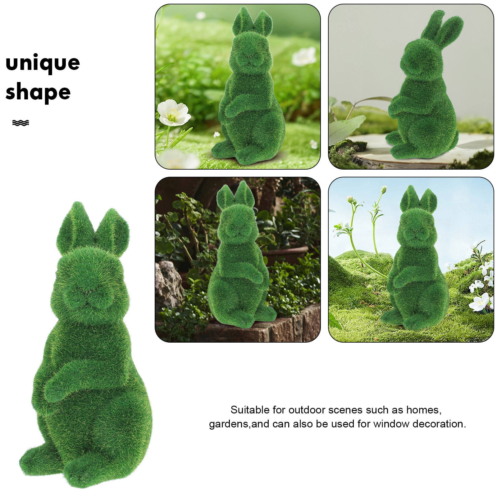 OUNONA Realistic Moss Bunny Figurine with Resin Flocking, Perfect Garden, Yard, Indoor & Outdoor Decorative Display