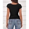 thumbnail image 6 of FreshPretty T Shirts for Women Square Neck Tops Spring Trendy Fashion Going Out Workout Y2k Clothes Summer Outfits, 6 of 8