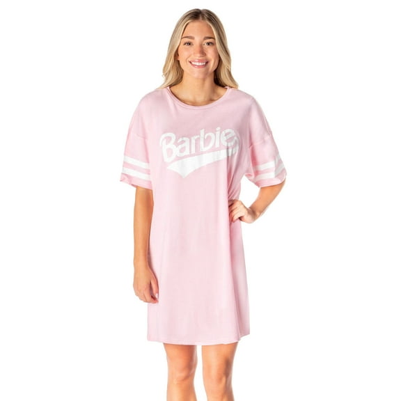 Barbie Womens' Classic Retro Title Logo Nightgown Sleep Pajama Shirt