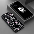 thumbnail image 2 of Funda de silicona para iPhone, carcasa negra, Hello Kitty, rosa, Kitty, blanco, 15, 14, SE, 13 Pro, 8, 7 Plus, 6s, XR, 11, XS, X, 12, Mini, 14 Pro Max, 2 of 5