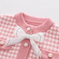 thumbnail image 4 of Odeerbi Toddler Girls Fall Winter Outfits Knitting Cardigan Sweater with Pleated Skirt Set 1-8 Years Kids Long Sleeve Tie Button Jacket Short Skirt Two Piece Set Toddler Clothes Pink, 4 of 9